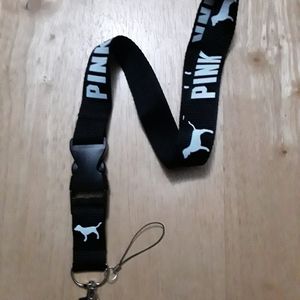 PINK Black Lanyard with Clip